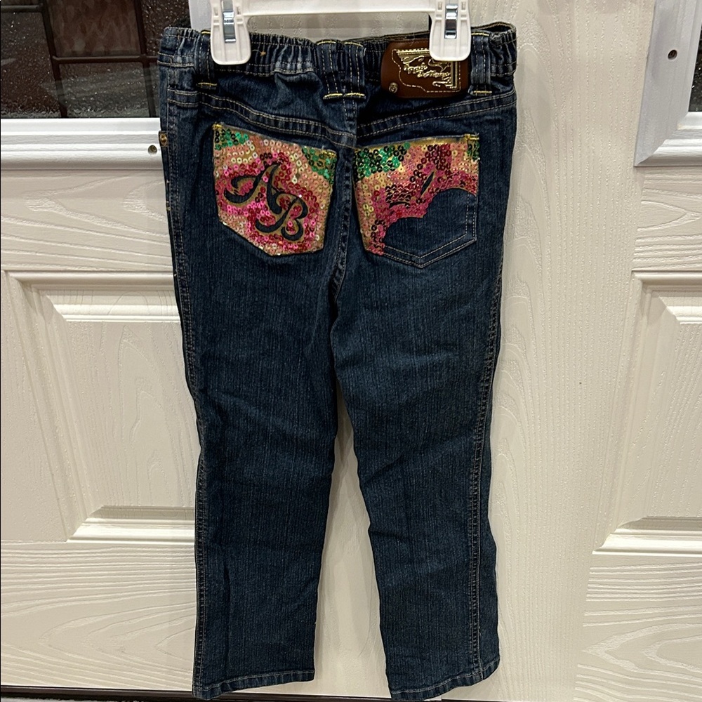 Apple Bottoms Kids Jeans - Dark Blue with Gold Accents - Picture 9 of 10